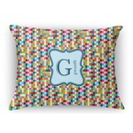 Retro Pixel Squares Rectangular Throw Pillow Case (Personalized)