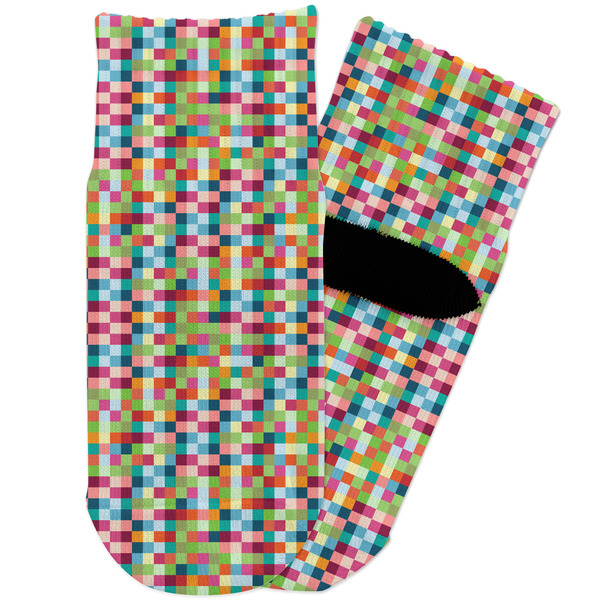 Custom Retro Pixel Squares Toddler Ankle Socks