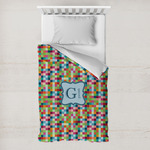 Retro Pixel Squares Toddler Duvet Cover w/ Name and Initial