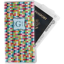 Retro Pixel Squares Travel Document Holder