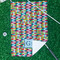 Retro Pixel Squares Waffle Weave Golf Towel - In Context