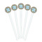 Retro Pixel Squares White Plastic 7" Stir Stick - Round - Fan View