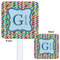 Retro Pixel Squares White Plastic Stir Stick - Double Sided - Approval