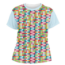Retro Pixel Squares Women's Crew T-Shirt - Large