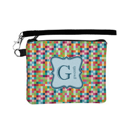 Retro Pixel Squares Wristlet ID Case w/ Name and Initial