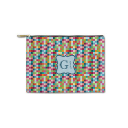 Retro Pixel Squares Zipper Pouch - Small - 8.5"x6" (Personalized)