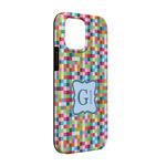 Retro Pixel Squares iPhone Case - Rubber Lined - iPhone 13 (Personalized)