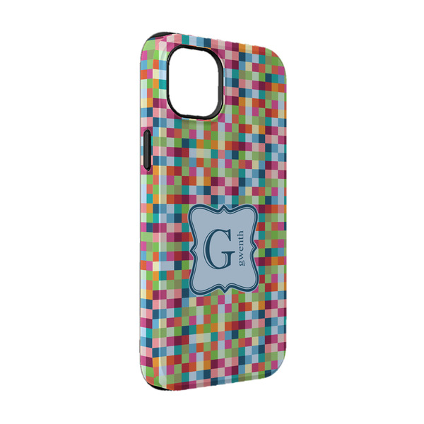 Custom Retro Pixel Squares iPhone Case - Rubber Lined - iPhone 14 (Personalized)