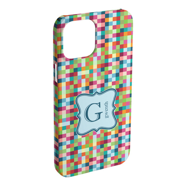 Custom Retro Pixel Squares iPhone Case - Plastic - iPhone 15 Plus (Personalized)