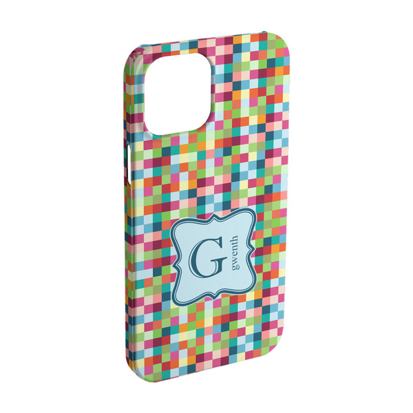 Custom Retro Pixel Squares iPhone Case - Plastic - iPhone 15 Pro (Personalized)