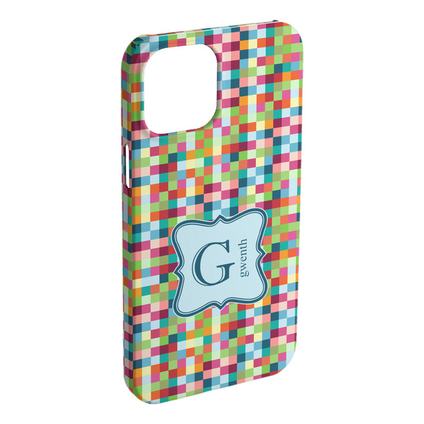 Custom Retro Pixel Squares iPhone Case - Plastic - iPhone 15 Pro Max (Personalized)