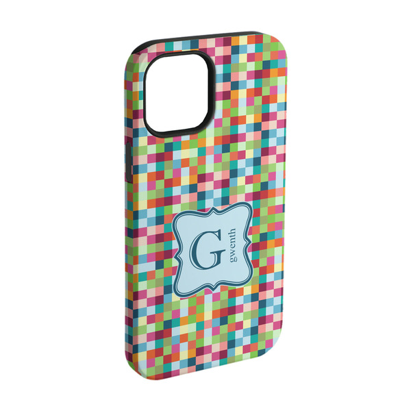 Custom Retro Pixel Squares iPhone Case - Rubber Lined - iPhone 15 Pro (Personalized)