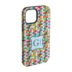 Retro Pixel Squares iPhone Case - Rubber Lined - iPhone 15 (Personalized)