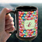 Retro Fishscales 15oz. Black Mug - LIFESTYLE