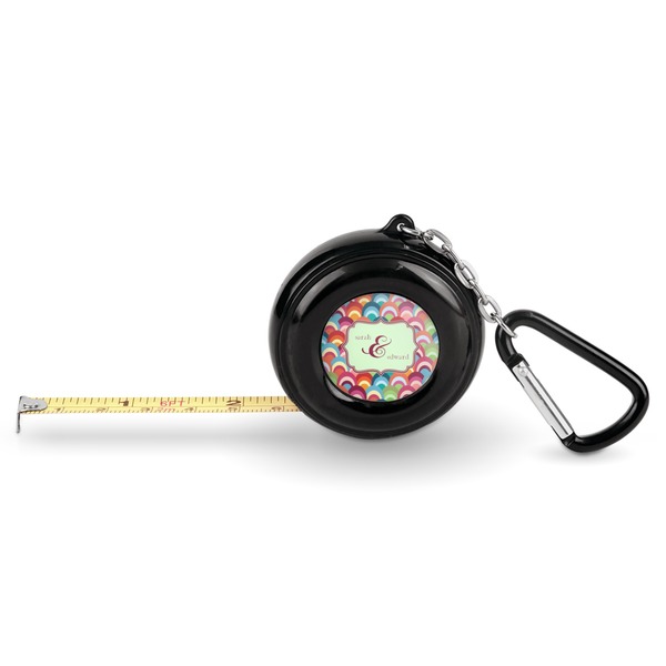 Custom Retro Fishscales Pocket Tape Measure - 6 Ft w/ Carabiner Clip (Personalized)