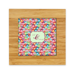 Retro Fishscales Bamboo Trivet with Ceramic Tile Insert (Personalized)