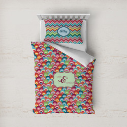 Retro Fishscales Duvet Cover Set - Twin (Personalized)