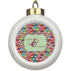 Retro Fishscales Ceramic Ball Ornament (Personalized)