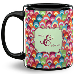 Retro Fishscales 11 Oz Coffee Mug - Black (Personalized)