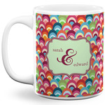 Retro Fishscales 11 Oz Coffee Mug - White (Personalized)