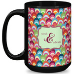 Retro Fishscales 15 Oz Coffee Mug - Black (Personalized)