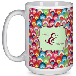 Retro Fishscales 15 Oz Coffee Mug - White (Personalized)