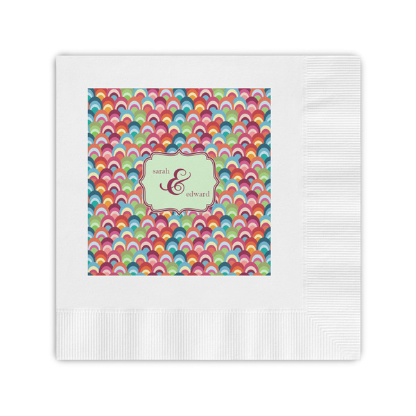 Custom Retro Fishscales Coined Cocktail Napkins (Personalized)