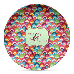 Retro Fishscales Microwave Safe Plastic Plate - Composite Polymer (Personalized)