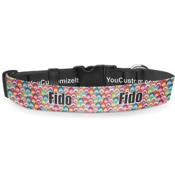 Retro Fishscales Deluxe Dog Collar - Medium (11.5" to 17.5") (Personalized)