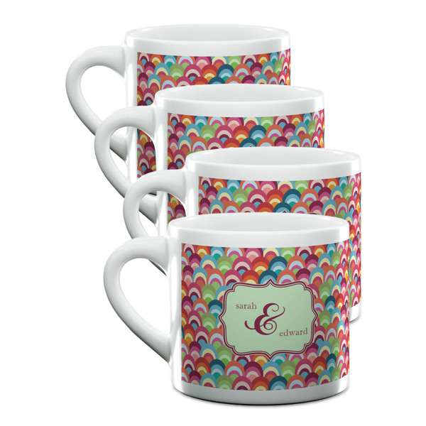 Custom Retro Fishscales Double Shot Espresso Cups - Set of 4 (Personalized)