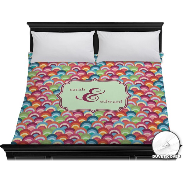 Custom Retro Fishscales Duvet Cover - King (Personalized)