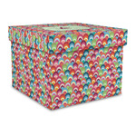 Retro Fishscales Gift Box with Lid - Canvas Wrapped - Large (Personalized)