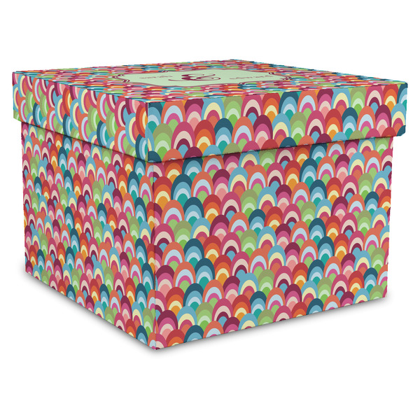 Custom Retro Fishscales Gift Box with Lid - Canvas Wrapped - XX-Large (Personalized)