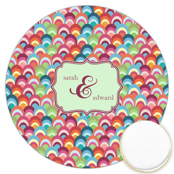 Custom Retro Fishscales Printed Cookie Topper - 3.25" (Personalized)