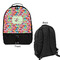 Retro Fishscales Large Backpack - Black - Front & Back View