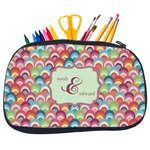 Retro Fishscales Neoprene Pencil Case - Medium w/ Couple's Names