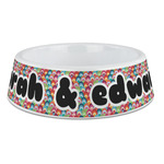 Retro Fishscales Plastic Dog Bowl - Large (Personalized)