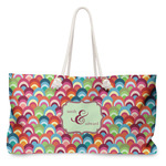 Retro Fishscales Large Tote Bag with Rope Handles (Personalized)