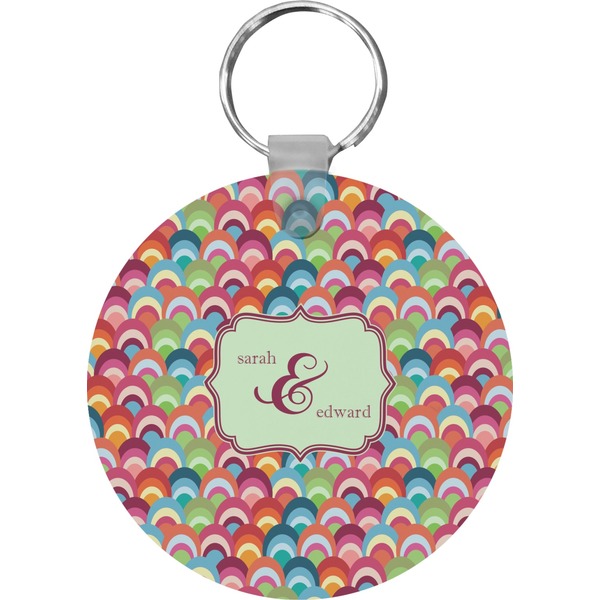 Custom Retro Fishscales Round Plastic Keychain (Personalized)