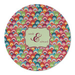 Retro Fishscales Round Linen Placemat - Single Sided (Personalized)