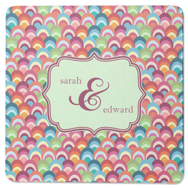 Custom Retro Fishscales Square Rubber Backed Coaster (Personalized)