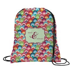 Retro Fishscales Drawstring Backpack - Large (Personalized)