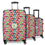 Retro Fishscales 3 Piece Luggage Set - 20" Carry On, 24" Medium Checked, 28" Large Checked (Personalized)