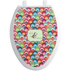 Retro Fishscales Toilet Seat Decal - Elongated (Personalized)