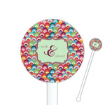 Retro Fishscales 5.5" Round Plastic Stir Sticks - White - Single Sided (Personalized)