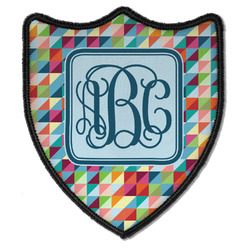 Retro Triangles Iron On Shield Patch B w/ Monogram