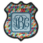 Retro Triangles Iron On Shield Patch C w/ Monogram