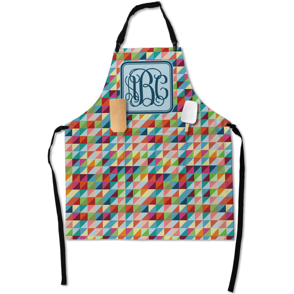 Custom Retro Triangles Apron With Pockets w/ Monogram