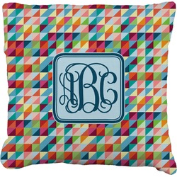 Retro Triangles Faux-Linen Throw Pillow (Personalized)