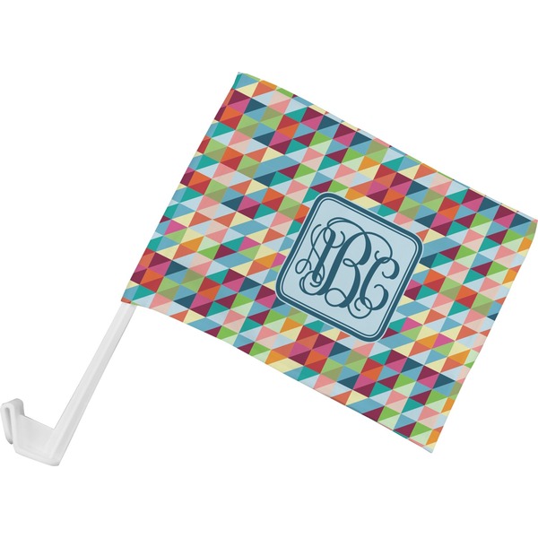 Custom Retro Triangles Car Flag - Small w/ Monogram